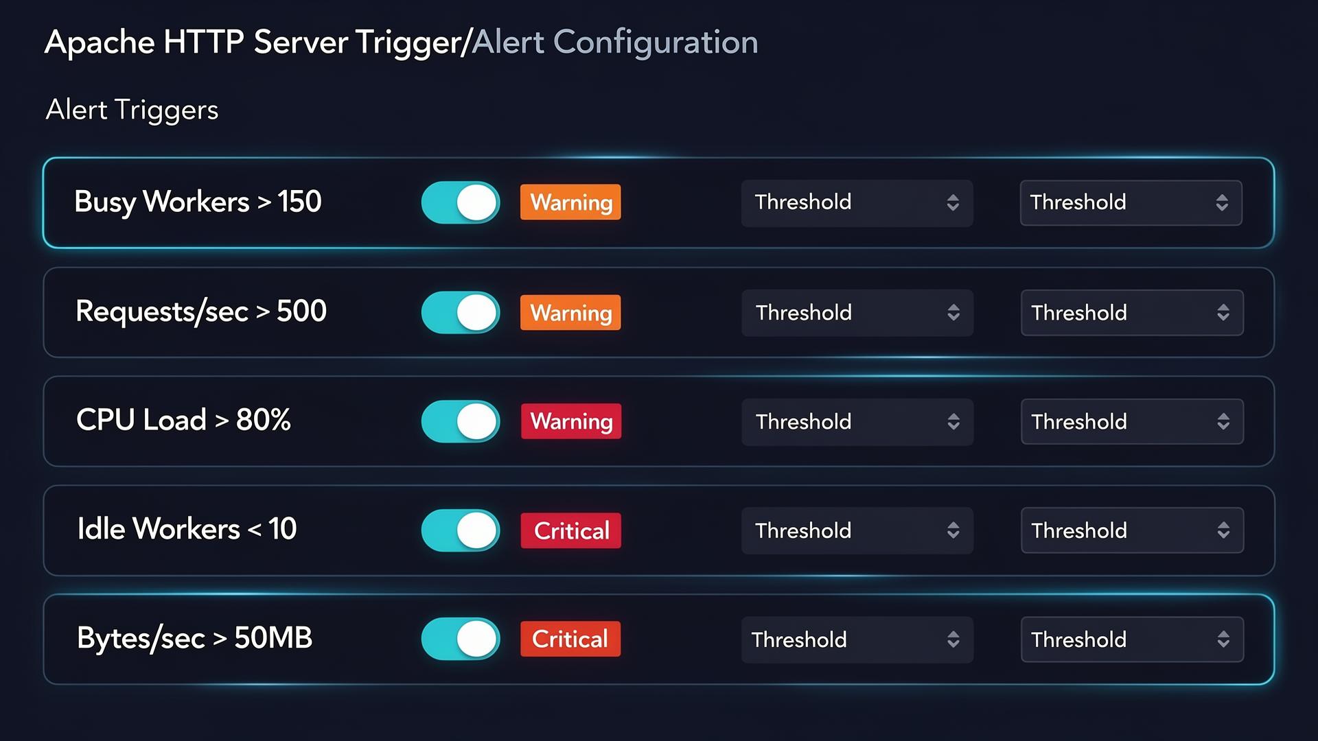 Apache monitoring trigger configuration dashboard