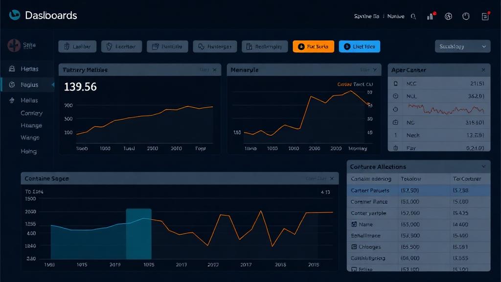 Docker container monitoring dashboard with CPU and memory metrics