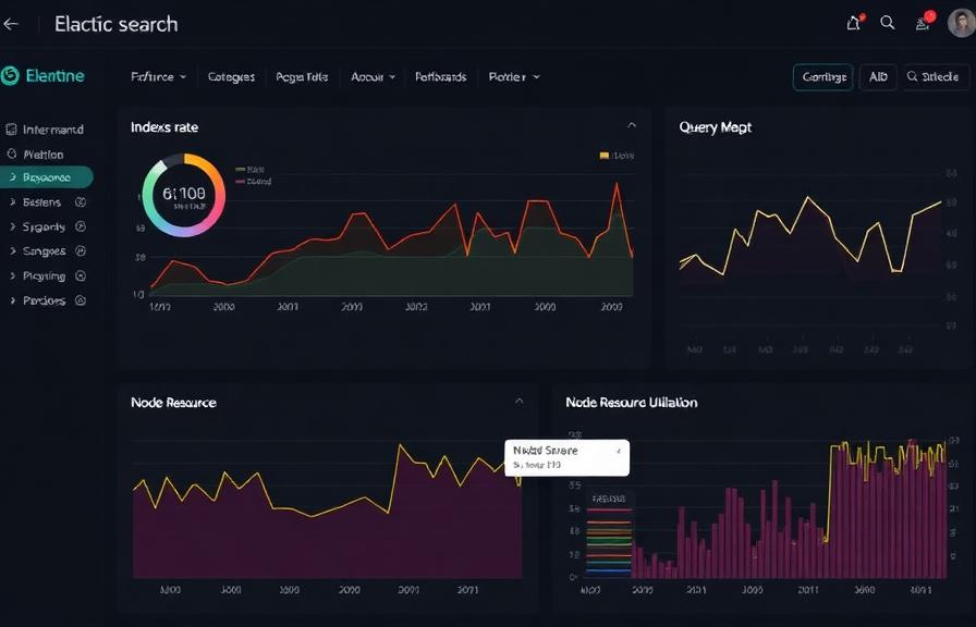 Elasticsearch performance dashboard with indexing and node metrics