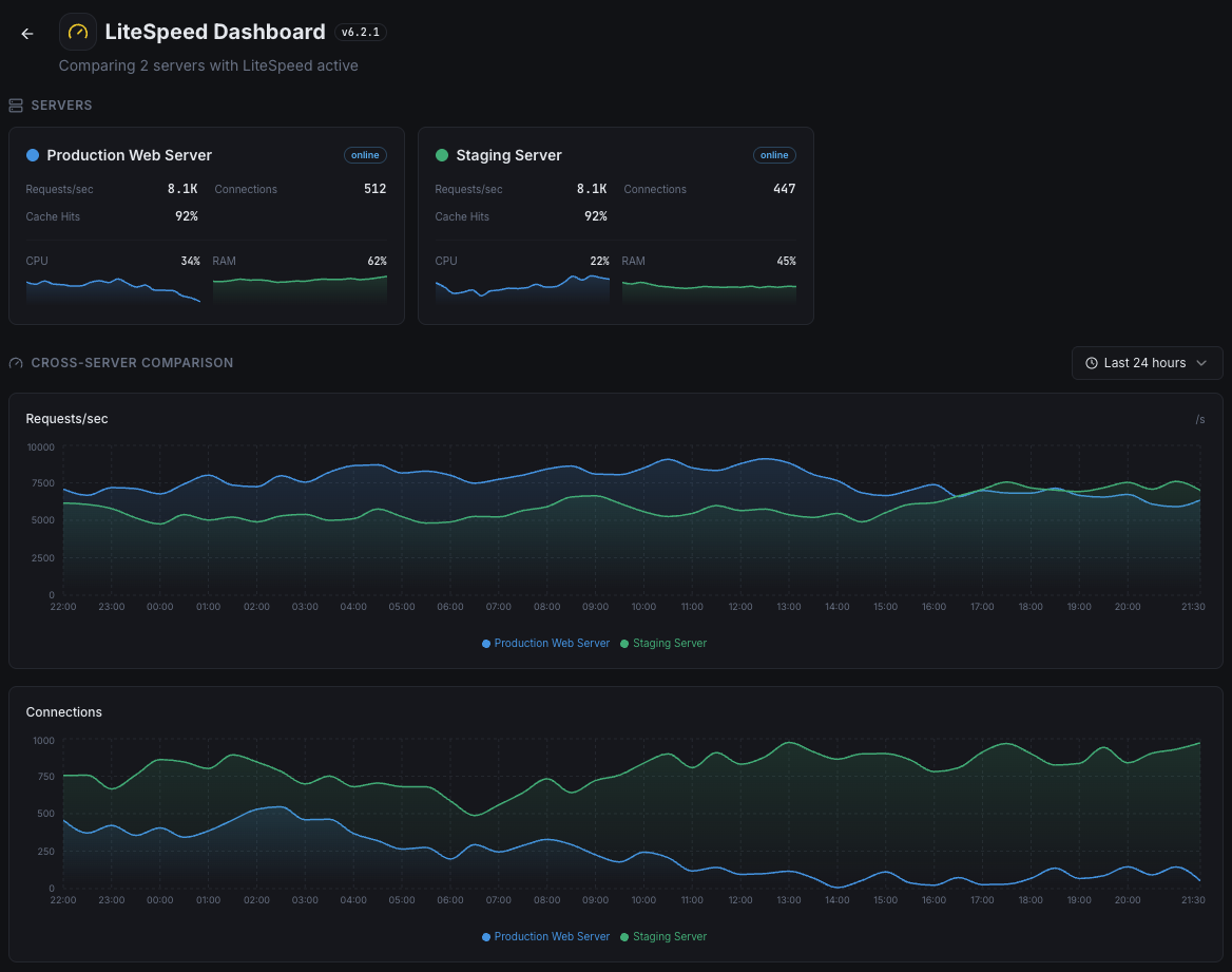 Xitoring LiteSpeed monitoring overview