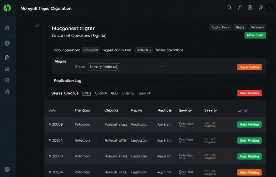 MongoDB monitoring trigger configuration dashboard