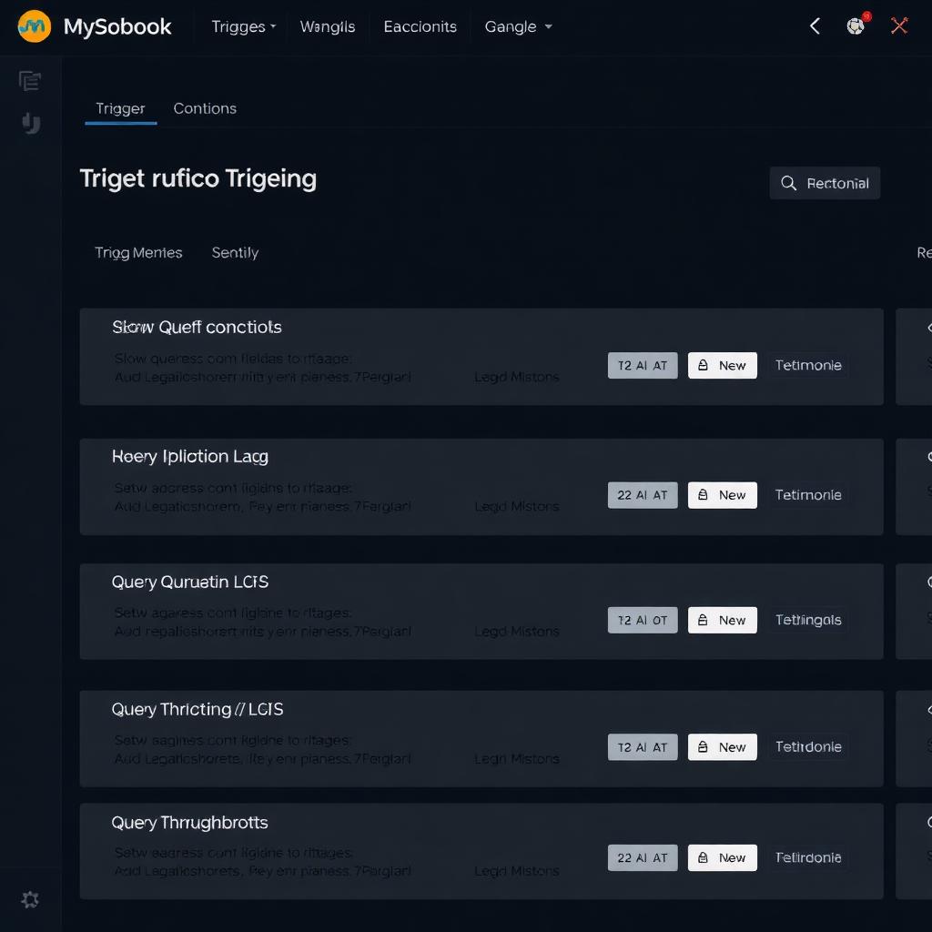 MySQL monitoring trigger configuration dashboard