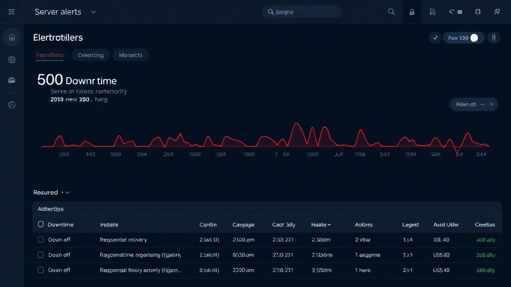 Server downtime alert and incident timeline