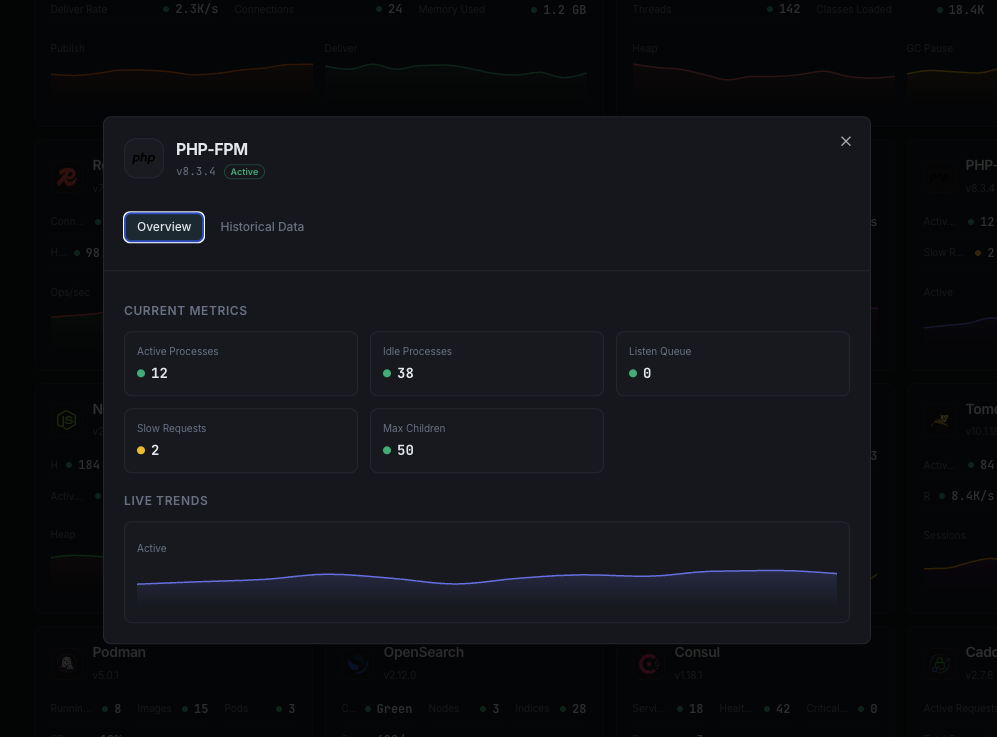 PHP-FPM monitoring dashboard