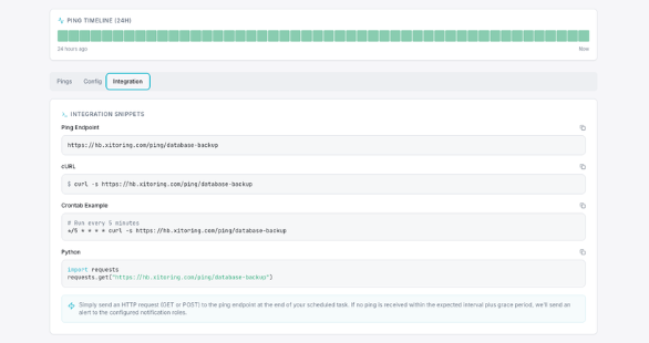 Heartbeat monitoring status dashboard
