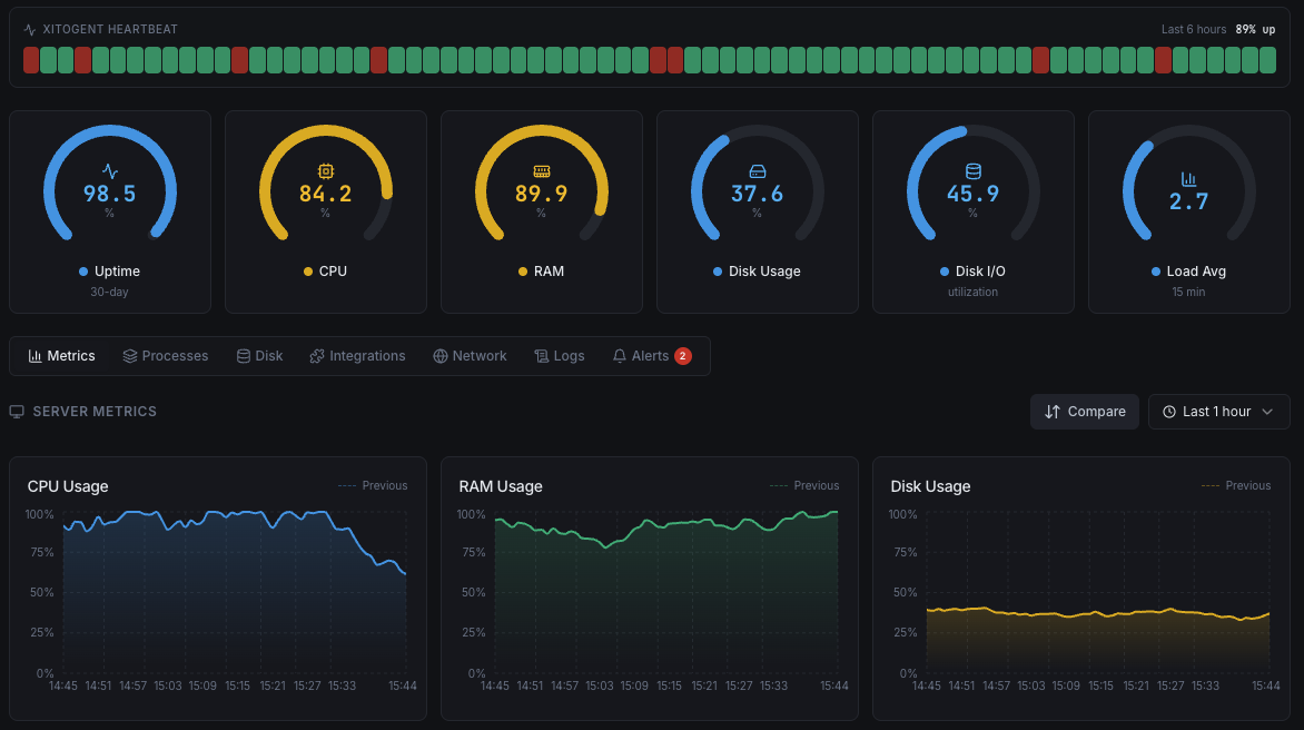 Disk I/O and storage capacity tracking