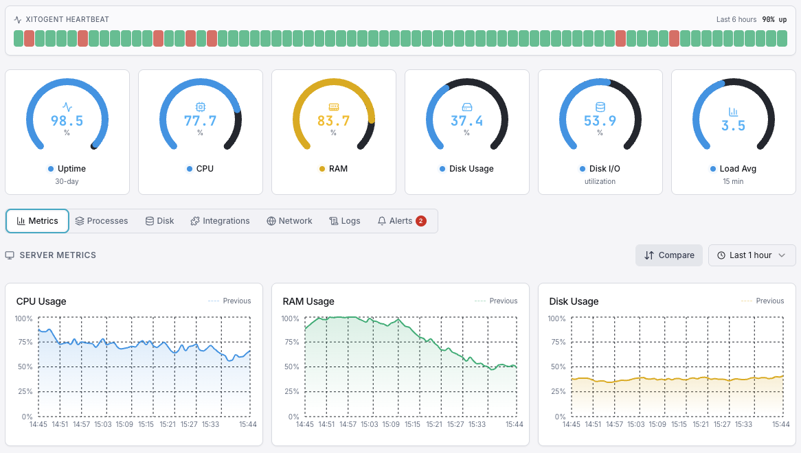 Disk I/O and storage capacity tracking