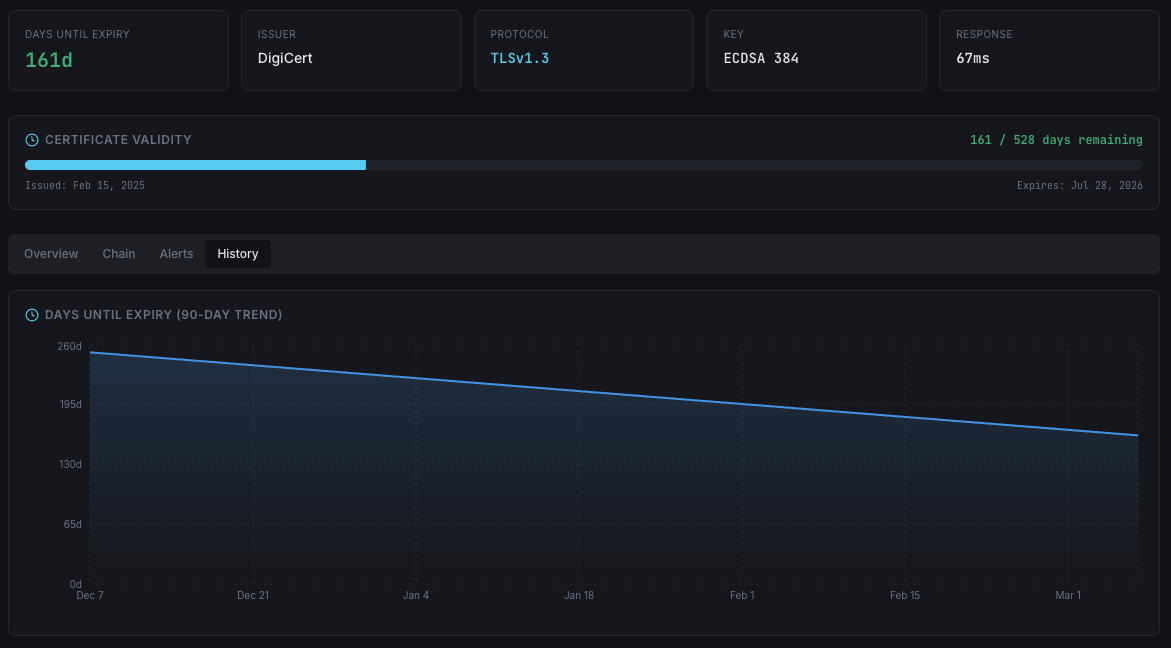Certificate transparency log monitoring