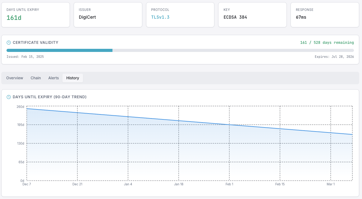 Certificate transparency log monitoring