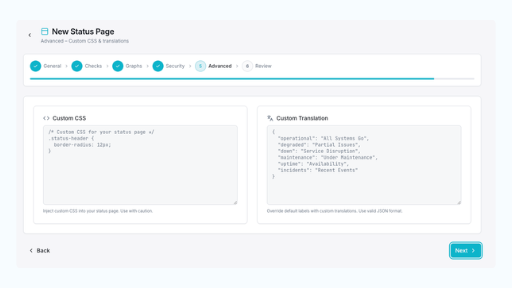Branded status page with custom domain