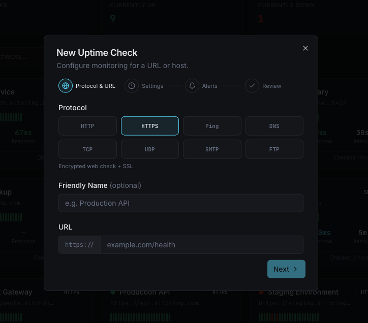 Supported Uptime Checks Dashboard