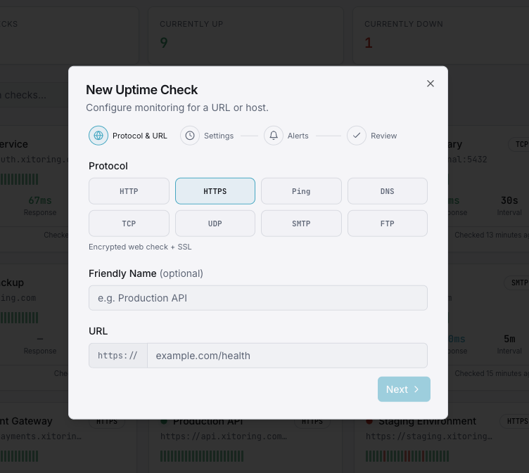 Supported Uptime Checks Dashboard